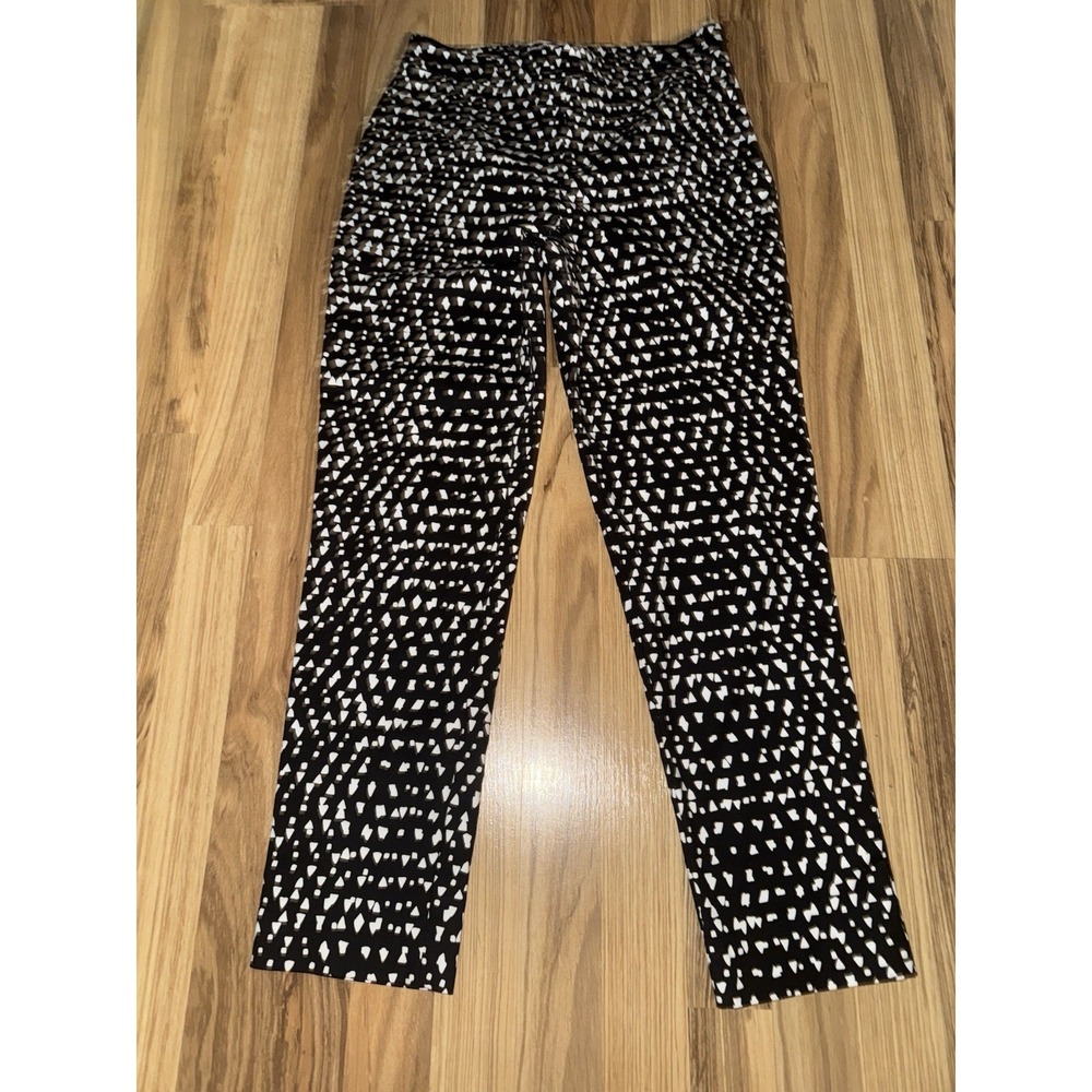 Chaus New York Women's Sz 6 White Dotted Black Pants Side Zip